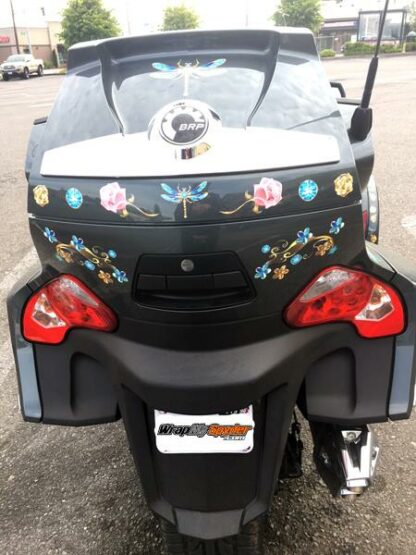 Dragonfly flowers and gems decal set