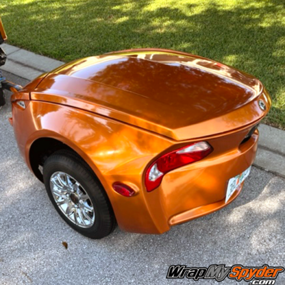 Can-am-Spyder-RT622-Trailer-full-body-wrap-in-Cognac-color-wrap-installed-by-first-time-DIY-user. Change the color of your RT622 trailer with this kit.